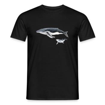 Baleine à bosse avec bébé baleine megaptera - T-shirt homme - noir - Devant - AI Model Male 178 light (178cm)