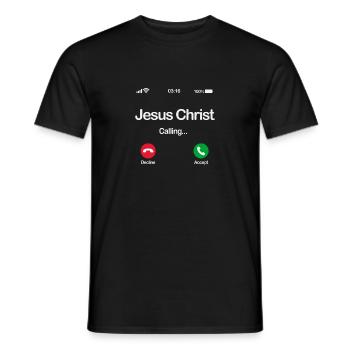 Jesus ruft - Akzeptiert Jesus in eurem Leben - Männer T-Shirt - Schwarz - Vorne - AI Model Male 178 light (178cm)
