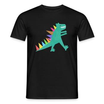 Cute Green T Rex Dinosaur - Men's T-Shirt - black - Front - AI Model Male 178 light (178cm)