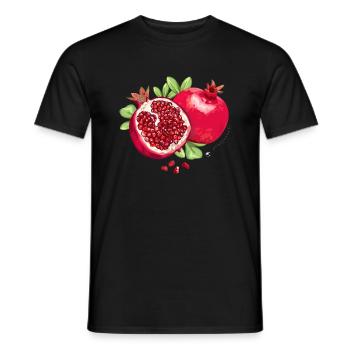 Granatapfel, Blätter & Granatapfelkerne Abbildung - Männer T-Shirt - Schwarz - Vorne - AI Model Male 178 light (178cm)