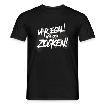 mir egal ich geh zocken, gamer, computer, fun - Männer T-Shirt - Schwarz - Vorne - AI Model Male 178 light (178cm)