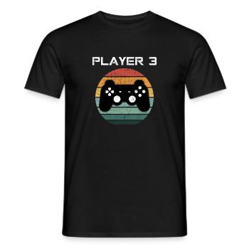 Player 3 Gamer Videospielkonsole Videospiel NERD - Männer T-Shirt - Schwarz - Vorne - AI Model Male 178 light (178cm)