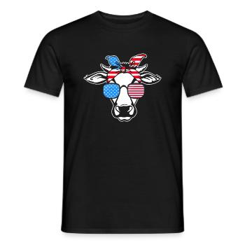 Cow July 4 Farmer American Flag USA - Men's T-Shirt - black - Front - AI Model Male 178 light (178cm)