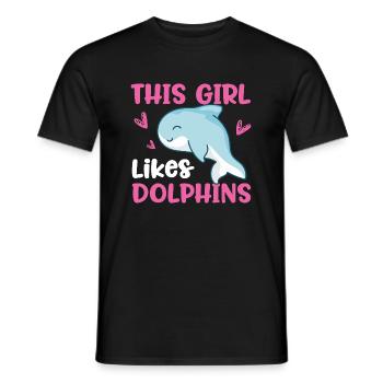 Mädchen mag Delfine Niedliche Meerestiere - Männer T-Shirt - Schwarz - Vorne - AI Model Male 178 light (178cm)