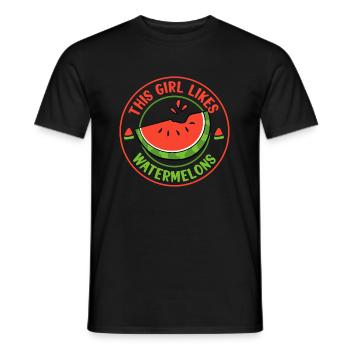 Girl Likes Melons Summer Watermelons Fruits - Men's T-Shirt - black - Front - AI Model Male 178 light (178cm)