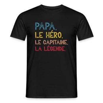 Papa le capitaine la légender cadeau rétro - T-shirt homme - noir - Devant - AI Model Male 178 light (178cm)