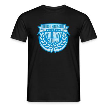 not antisocial anti stupid - Männer T-Shirt - Schwarz - Vorne - AI Model Male 178 light (178cm)