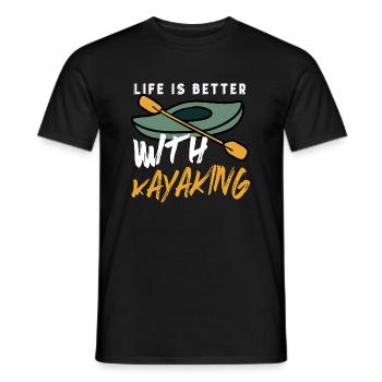 Life With Kayaking Ironic Kayak Quote Outdoor - Men's T-Shirt - black - Front - AI Model Male 178 light (178cm)