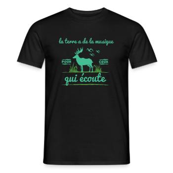 la terre a de la musique - T-shirt homme - noir - Devant - AI Model Male 178 light (178cm)