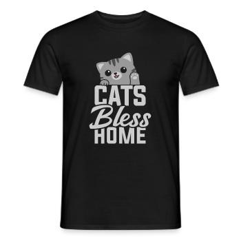 Cats Bless Home - T-shirt homme - noir - Devant - AI Model Male 178 light (178cm)