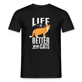 La vie est meilleure avec les chats - T-shirt homme - noir - Devant - AI Model Male 178 light (178cm)
