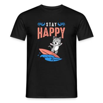 Restez heureux - T-shirt homme - noir - Devant - AI Model Male 178 light (178cm)