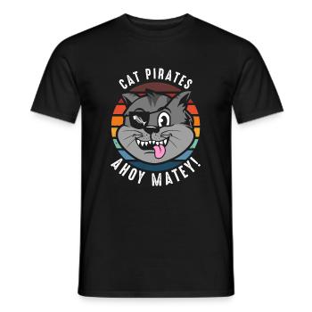 Cat Pirates Ahoy Matey! - Men's T-Shirt - black - Front - AI Model Male 178 light (178cm)