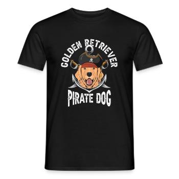 Golden Retriever Pirate Dog - Men's T-Shirt - black - Front - AI Model Male 178 light (178cm)