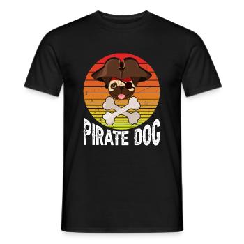 Pug Pirate Dog - Men's T-Shirt - black - Front - AI Model Male 178 light (178cm)