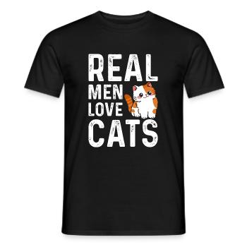 Real Men Love Cats - Men's T-Shirt - black - Front - AI Model Male 178 light (178cm)