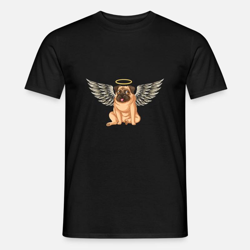 Engel-Mops-Hund - Männer T-Shirt - Schwarz