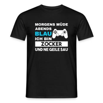 Morgens Müde Abends Blau Zocker - Männer T-Shirt - Schwarz - Vorne - AI Model Male 178 light (178cm)