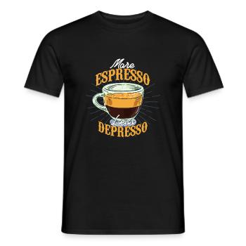 More Espresso, Less Depresso - Men's T-Shirt - black - Front - AI Model Male 178 light (178cm)