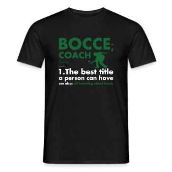 Définition de l’entraîneur sportif Bocce - T-shirt homme - noir - Devant - AI Model Male 178 light (178cm)