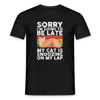 Sorry, I'll be late - Men's T-Shirt - black - Front - AI Model Male 178 light (178cm)