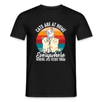 Les chats sont à la maison partout - T-shirt homme - noir - Devant - AI Model Male 178 light (178cm)