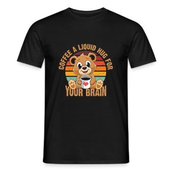 Coffee A liquid embrace for your brain - Men's T-Shirt - black - Front - AI Model Male 178 light (178cm)