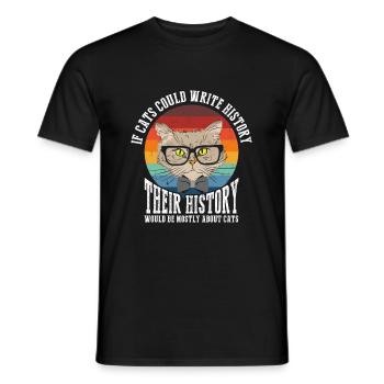 Wenn Katzen Geschichte Schreiben Könnten - Männer T-Shirt - Schwarz - Vorne - AI Model Male 178 light (178cm)