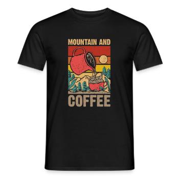 Mountain and coffee - Men's T-Shirt - black - Front - AI Model Male 178 light (178cm)