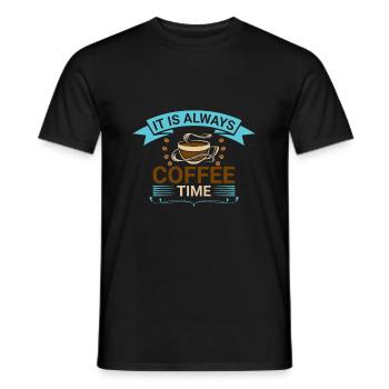 Es Ist Immer Kaffeezeit - Männer T-Shirt - Schwarz - Vorne - AI Model Male 178 light (178cm)
