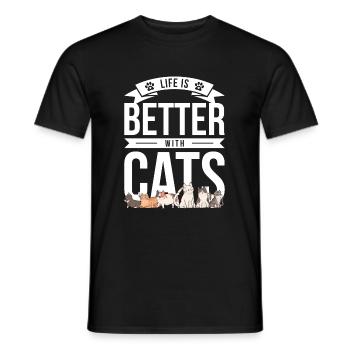 La vie est meilleure avec les chats - T-shirt homme - noir - Devant - AI Model Male 178 light (178cm)