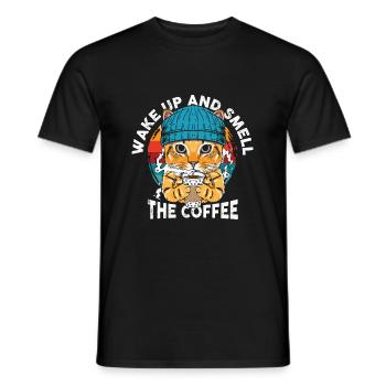 Réveillez-vous et sentez le café - T-shirt homme - noir - Devant - AI Model Male 178 light (178cm)