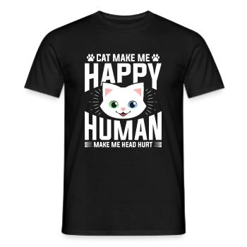 Katze Macht Mich Glücklich, Dass Mich Der Mensch - Männer T-Shirt - Schwarz - Vorne - AI Model Male 178 light (178cm)