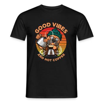 Gute Stimmung Und Heißer Kaffee - Männer T-Shirt - Schwarz - Vorne - AI Model Male 178 light (178cm)