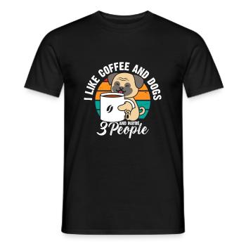 J’aime le café et les chiens et peut-être 3 personnes - T-shirt homme - noir - Devant - AI Model Male 178 light (178cm)