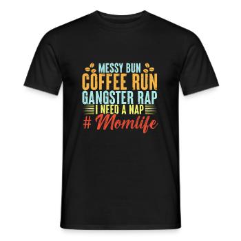 Unordentlicher Brötchen -Kaffeelauf - Männer T-Shirt - Schwarz - Vorne - AI Model Male 178 light (178cm)