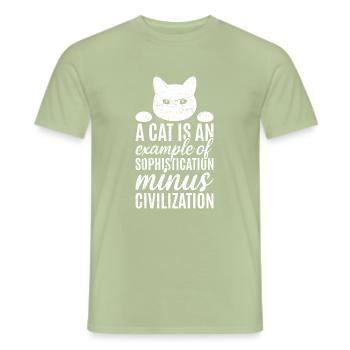 Un chat est un exemple de sophistication - T-shirt homme - vert sauge - Devant - AI Model Male 178 light (178cm)