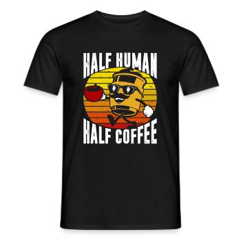 Halb Menschlicher Halbe Kaffee - Männer T-Shirt - Schwarz - Vorne - AI Model Male 178 light (178cm)