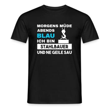 Morgens Müde Abends Blau Stahlbauer - Männer T-Shirt - Schwarz - Vorne - AI Model Male 178 light (178cm)