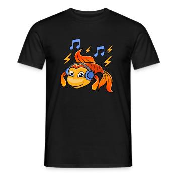 Goldfish Kopfhörer zum Musikhören Musiker - Männer T-Shirt - Schwarz - Vorne - AI Model Male 178 light (178cm)