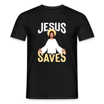 Jésus sauve avec un halo - T-shirt homme - noir - Devant - AI Model Male 178 light (178cm)