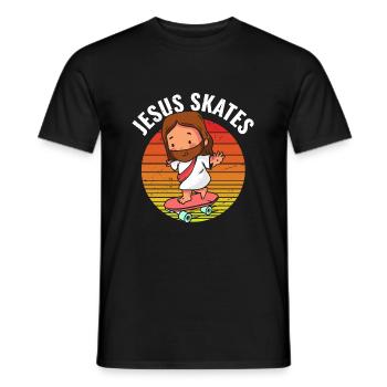Jésus sauve avec Skateboart - T-shirt homme - noir - Devant - AI Model Male 178 light (178cm)