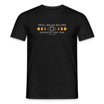 Rochester New York Solar Eclipse 2024 April 8 - Men's T-Shirt - black - Front - AI Model Male 178 light (178cm)