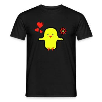 Cute Bird in Love - Men's T-Shirt - black - Front - AI Model Male 178 light (178cm)