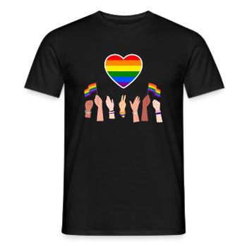 Coeur Gay pride - T-shirt homme - noir - Devant - AI Model Male 178 light (178cm)