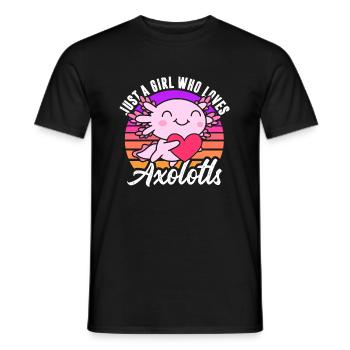 Just A Girl Who Loves Axolotls In Retro - Men's T-Shirt - black - Front - AI Model Male 178 light (178cm)