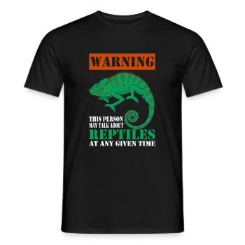 Avertissement : Cette personne parle peut-être de reptiles - T-shirt homme - noir - Devant - AI Model Male 178 light (178cm)