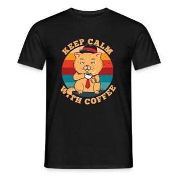 Stay Calm with Retro Coffee - Men's T-Shirt - black - Front - AI Model Male 178 light (178cm)