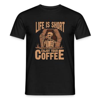 La vie est courte, profitez de votre café - T-shirt homme - noir - Devant - AI Model Male 178 light (178cm)