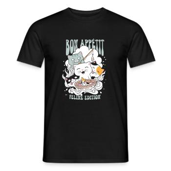 Bon Appetit feline edition - Men's T-Shirt - black - Front - AI Model Male 178 light (178cm)